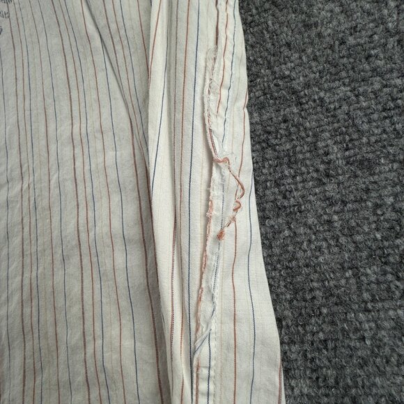 Quiksilver Blue Red Medium Striped Point Mens Shirt Button Up Surf Long Sleeve - Picture 14 of 16